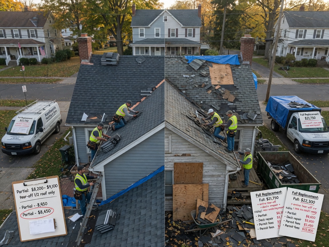 Cost Differences Between Partial and Full Roof Replacement in Kenilworth